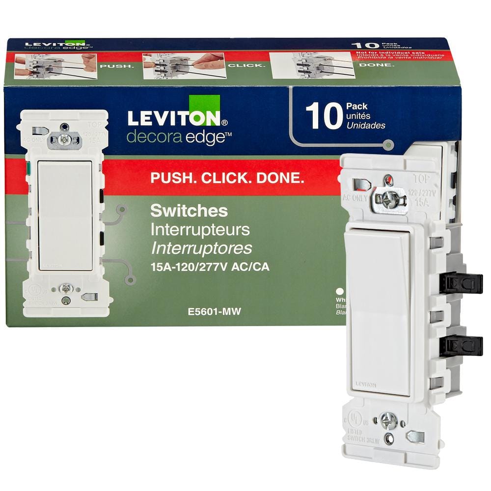 Leviton Decora Edge 15 Amp Single Pole Switch, 4-Pack, White