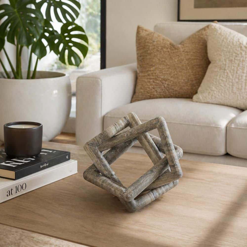 Beige 8 in. x 8 in. Marble Stone Geometric Interlocking Knot price history on PriceWatchPro