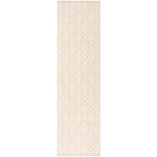 Vermont 2 ft. x 6 ft. Ivory Geometric 2--Tone Runner Rug