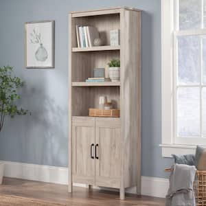 Select 72.008 in. Tall Chalk Oak Engineered Wood 5-Shelf Standard Bookcase with Doors