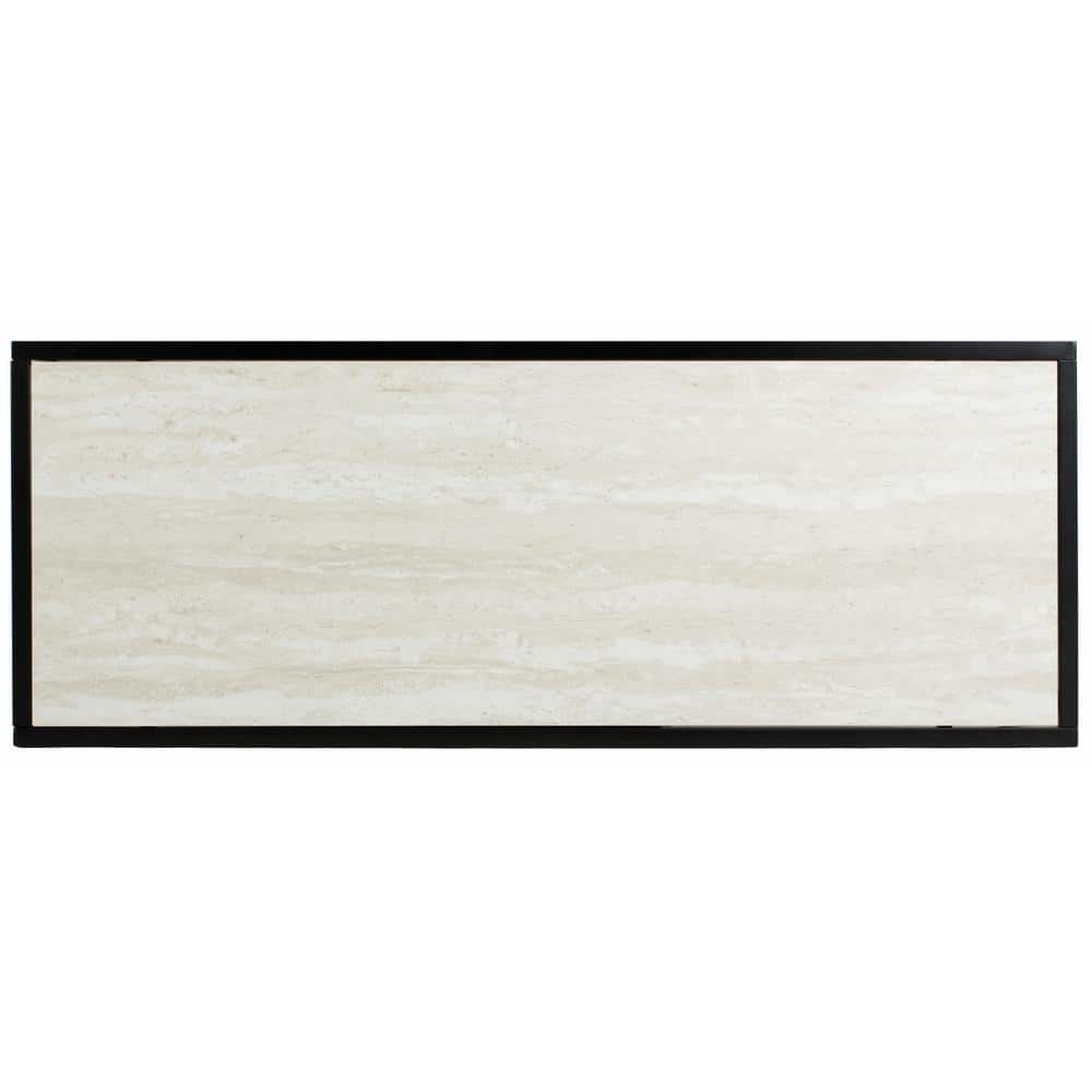 Beige and Black Geometric Wood Console Table with Storage
