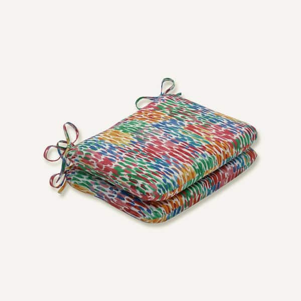 Pillow Perfect 18.5 x 15.5 Outdoor Dining Chair Cushion in Blue/Green/Pink (Set of 2)