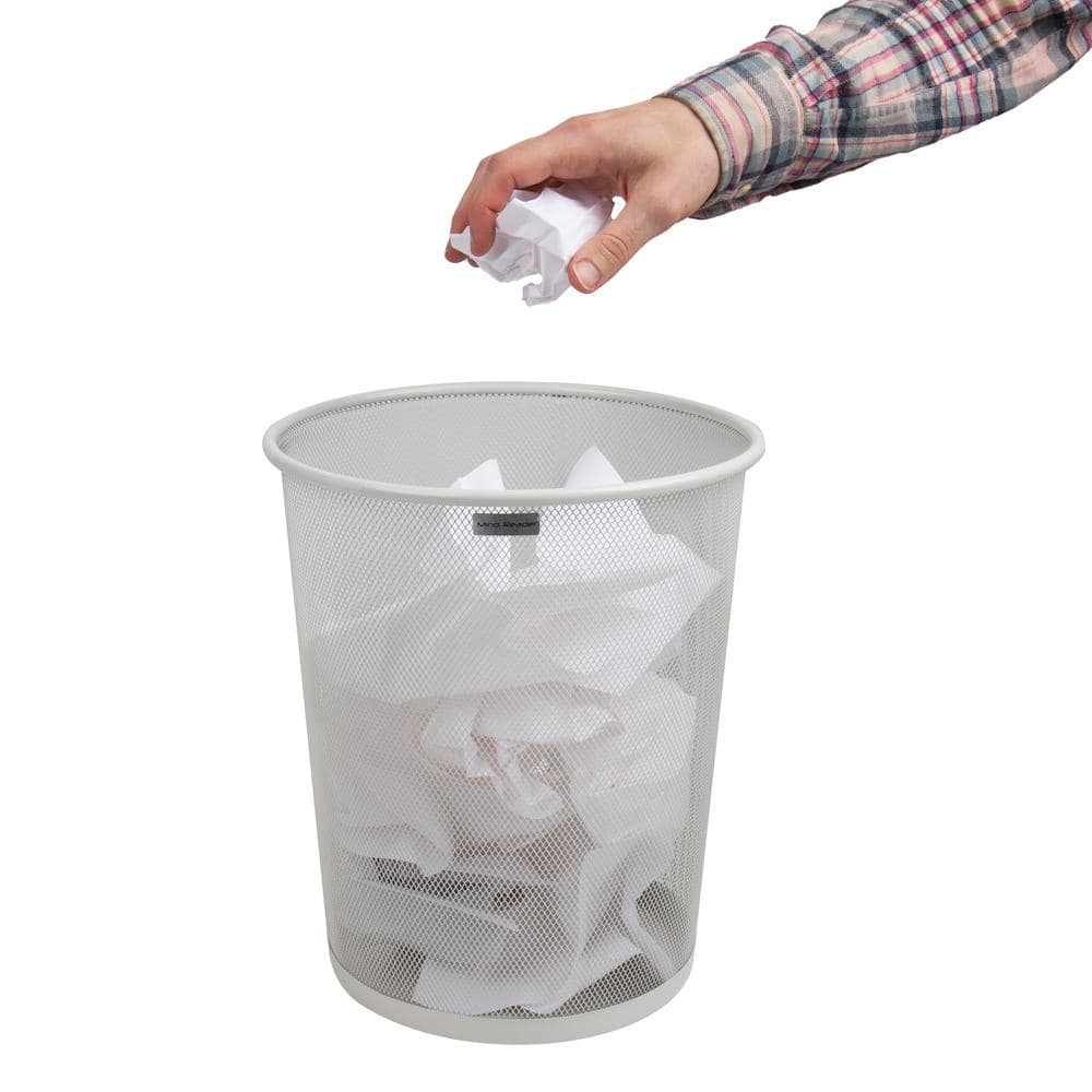 White Stainless Steel Mesh Office Trash Can