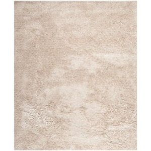 South Beach Shag Champagne 8 ft. x 10 ft. Solid Area Rug