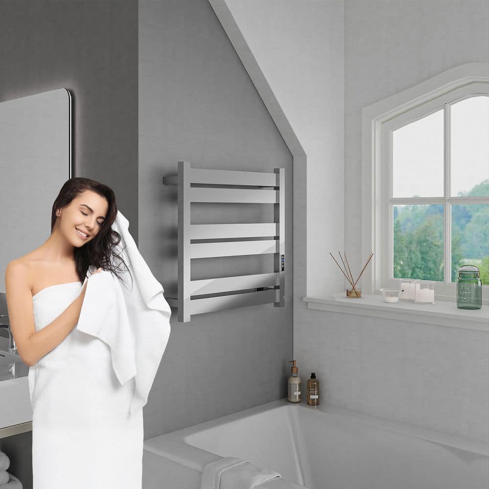 Polished Chrome 6-Bar Stainless Steel Wall Mounted Towel Warmer