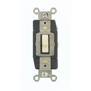 20 Amp Industrial Grade Heavy Duty Single-Pole Double-Throw Center-Off Maintained Contact Toggle Switch, Ivory