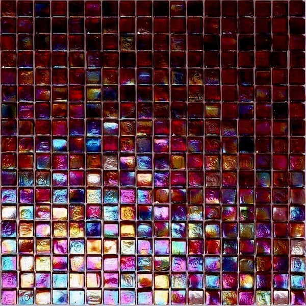 Skosh Glossy Merlot Red 11.6 in. x 11.6 in. Glass Mosaic Wall and Floor Tile (18.69 sq. ft./case) (20-pack)