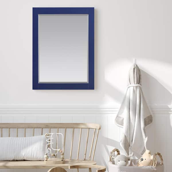 Altair Maribella 27.2 in. W x 36 in. H Rectangular Wood Framed Wall Bathroom Vanity Mirror in Jewelry Blue