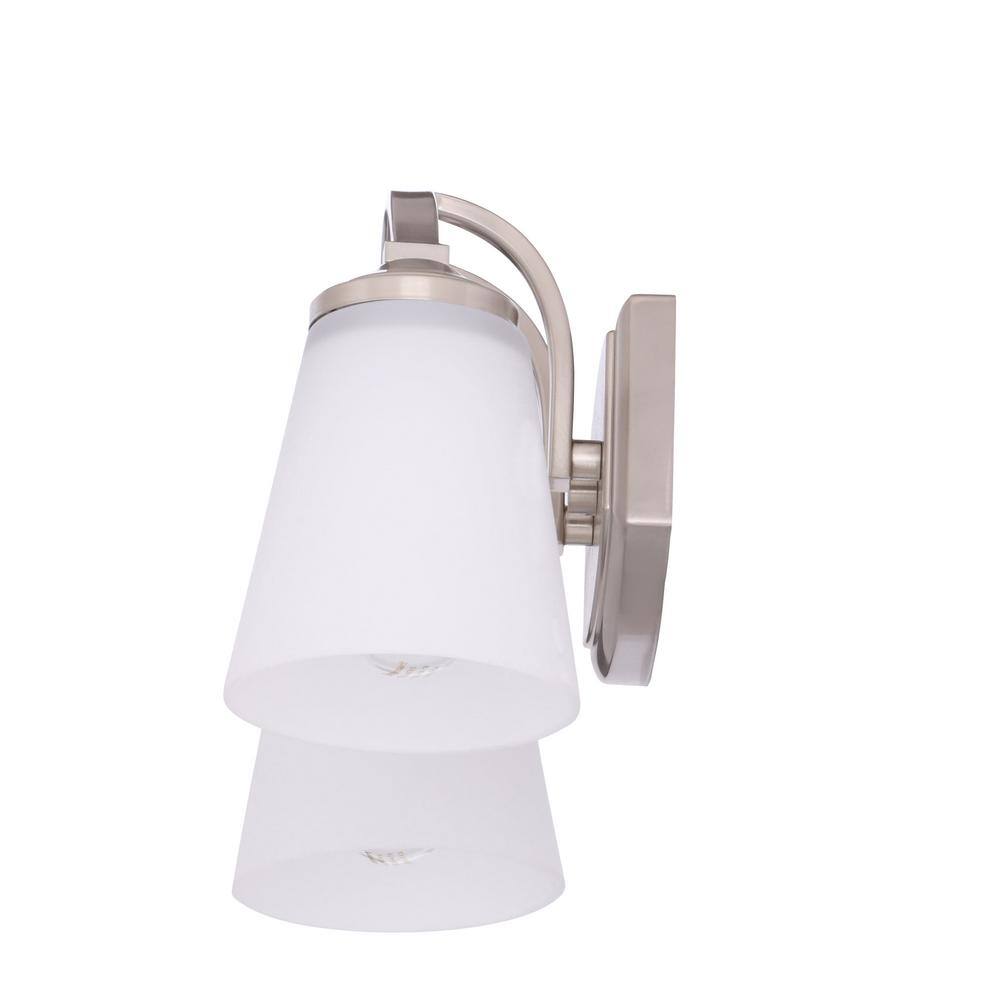 Brushed Nickel 2-Light Dimmable Bathroom Vanity Fixture
