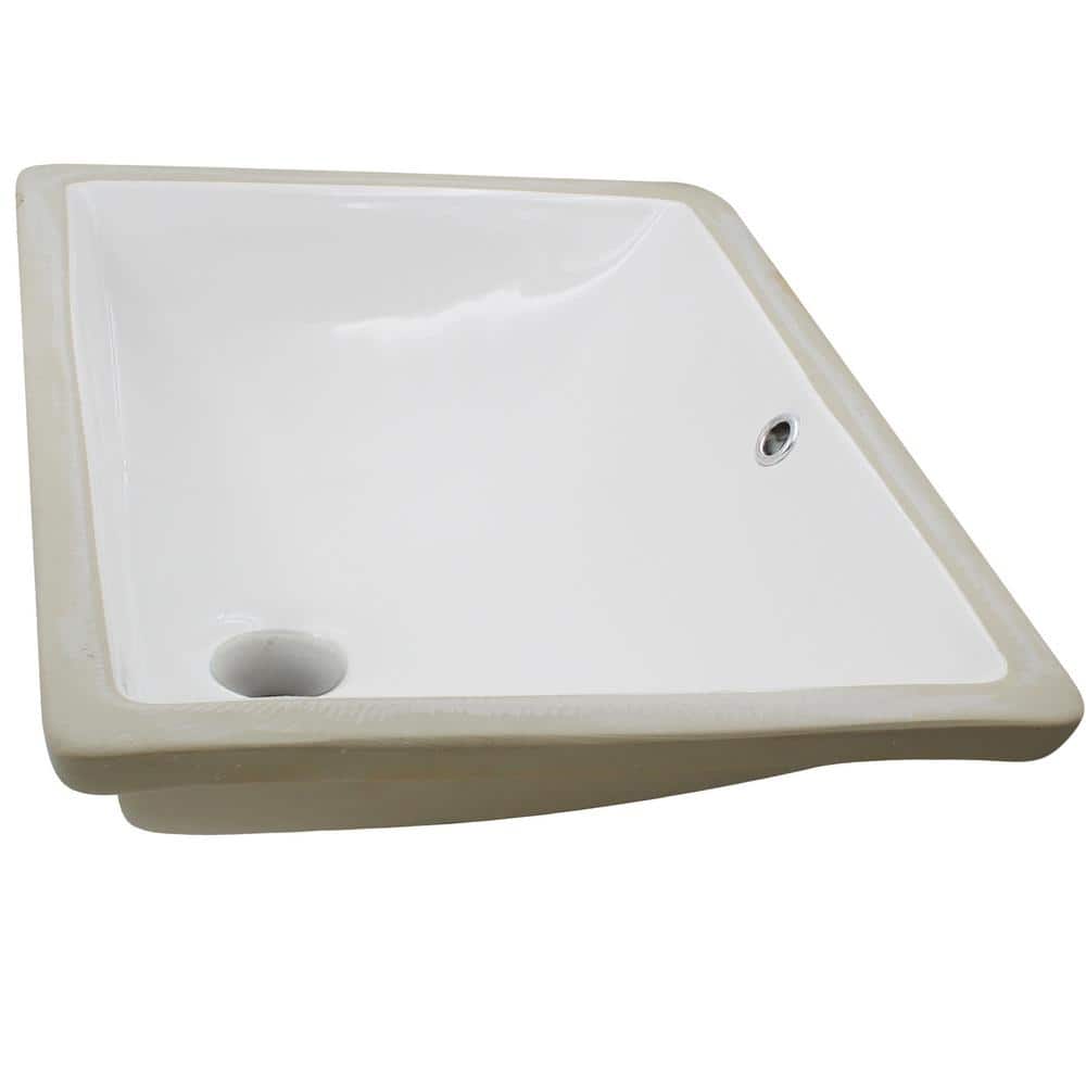 20.25'' White Ceramic Rectangular Undermount Bathroom Sink with Oil Rubbed Bronze Drain