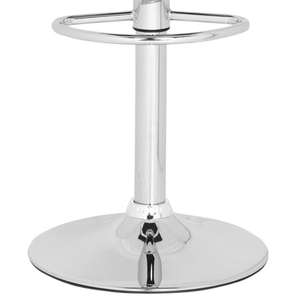 Transitional Swivel Adjustable Bar Stool in Chrome & White Leather