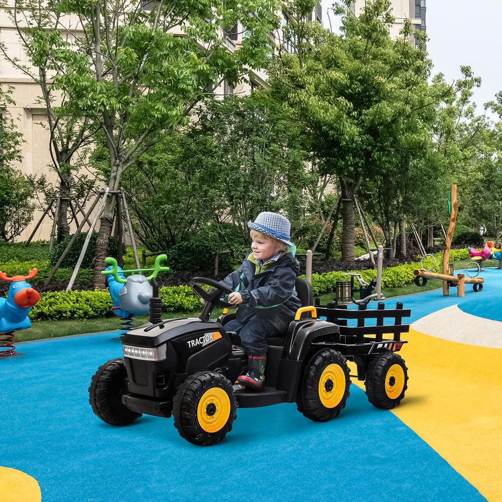 Black Electric Powered Child Riding Tractor with Detachable Trailer and Seat Belt price history on PriceWatchPro