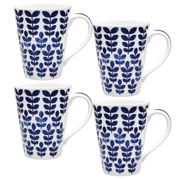 Sandefjord 12 fl. oz. (Blue) Porcelain Mugs, (Set of 4)