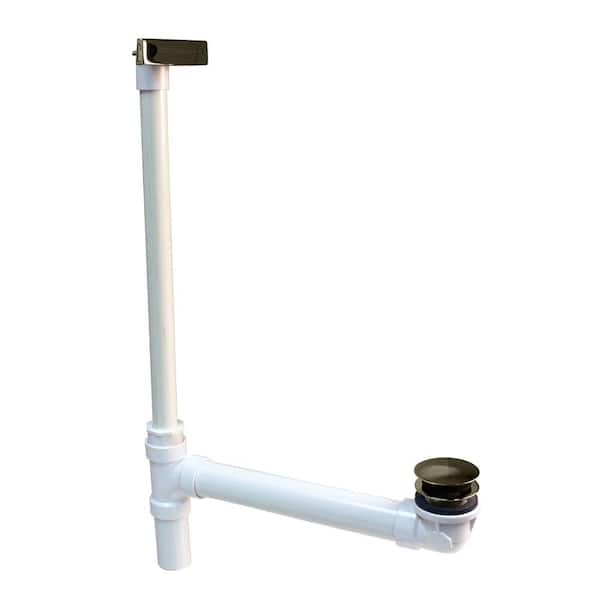 Westbrass Tip-Toe Drain Hidden Linear Overflow Sch. 40 PVC Tub Waste, Polished Nickel