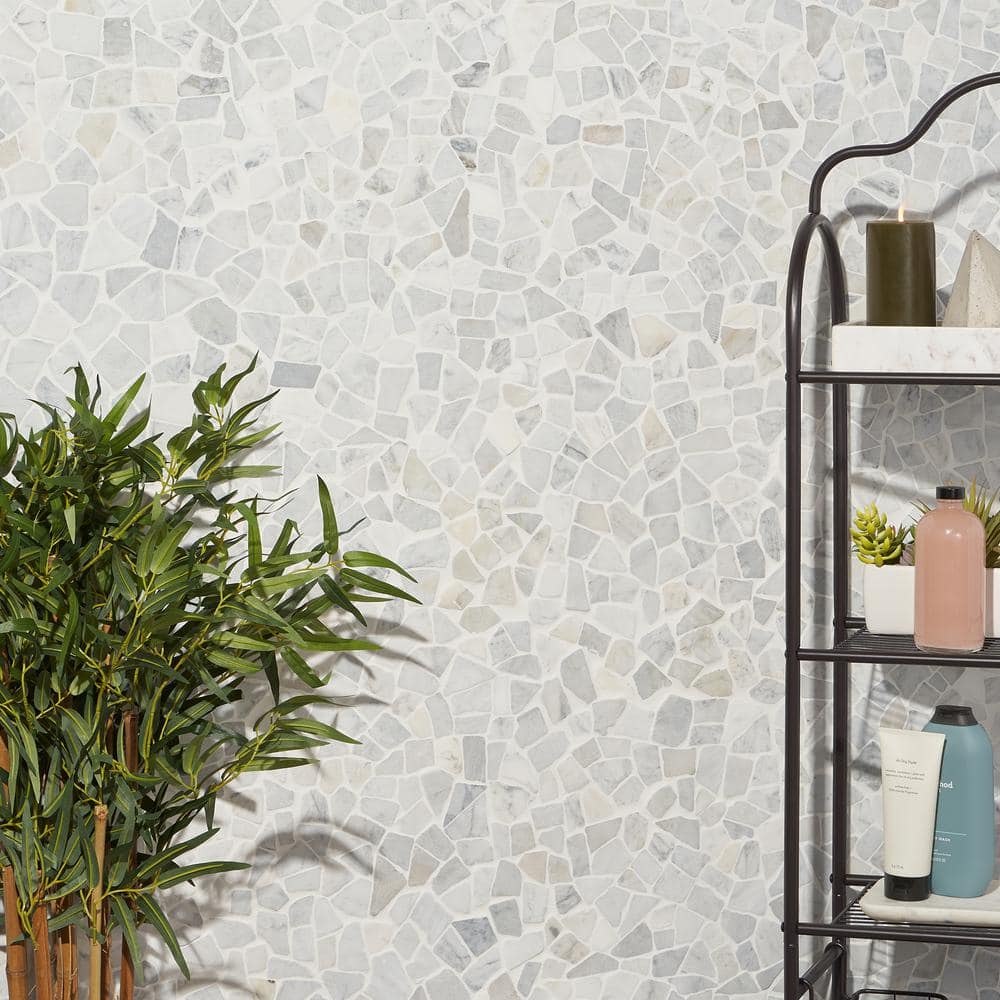 Landscape White Slate Pebble Mosaic Tile