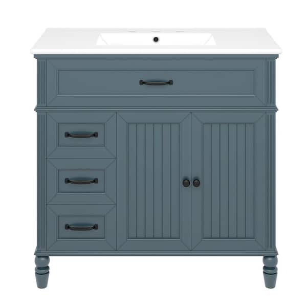 Ziyudura 36 in. Single Sink Freestanding Blue Bath Vanity with