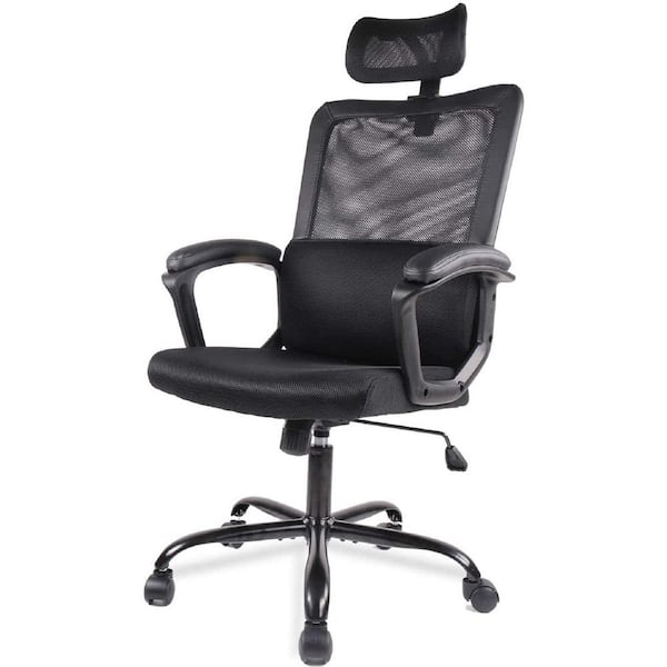 FENBAO Ergonomic Black Mesh Home Office Chair with Lumbar Support/Adjustable Headrest/Armrest and Wheels/Mesh High Back
