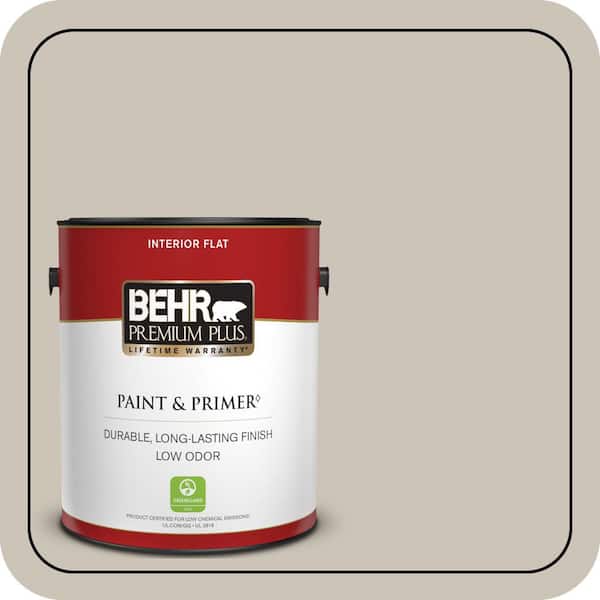 BEHR PREMIUM PLUS 1 gal. Designer Collection #DC-009 Vintage Pewter Flat Low Odor Interior Paint & Primer