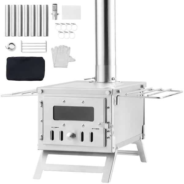 Wood Stove, 80 in. Stainless Steel Camping Tent Stove, Portable Wood Burning Stove with Chimney Pipes and Gloves