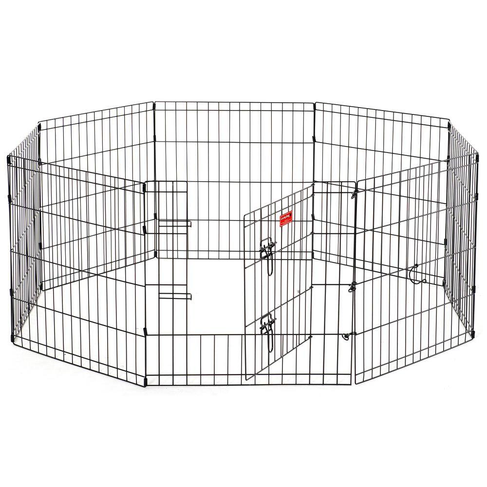 Lucky Dog 24"H Black Metal Exercise Pen with Stakes