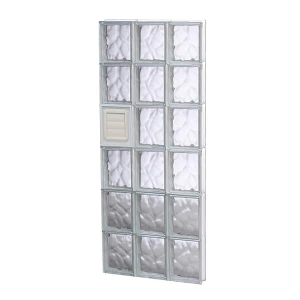 Clearly Secure 17.25 in. x 46.5 in. x 3.125 in. Frameless Wave Pattern Glass Block Window with Dryer Vent