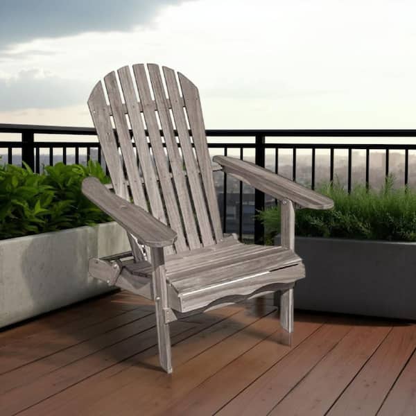 Geli Gray Outdoor Adirondack Chair with Slatted Back