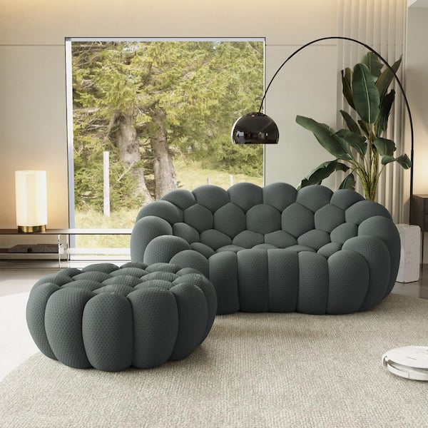 Magic Home (Set of 2) Bubble Curved Sofa, 49 in. Mesh Fabric