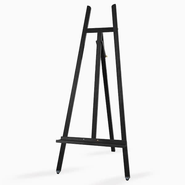 Adjustable Lyre Beechwood Studio Easel Stand for Canvas up to 90 in, Floor Painting Display Easel, Black
