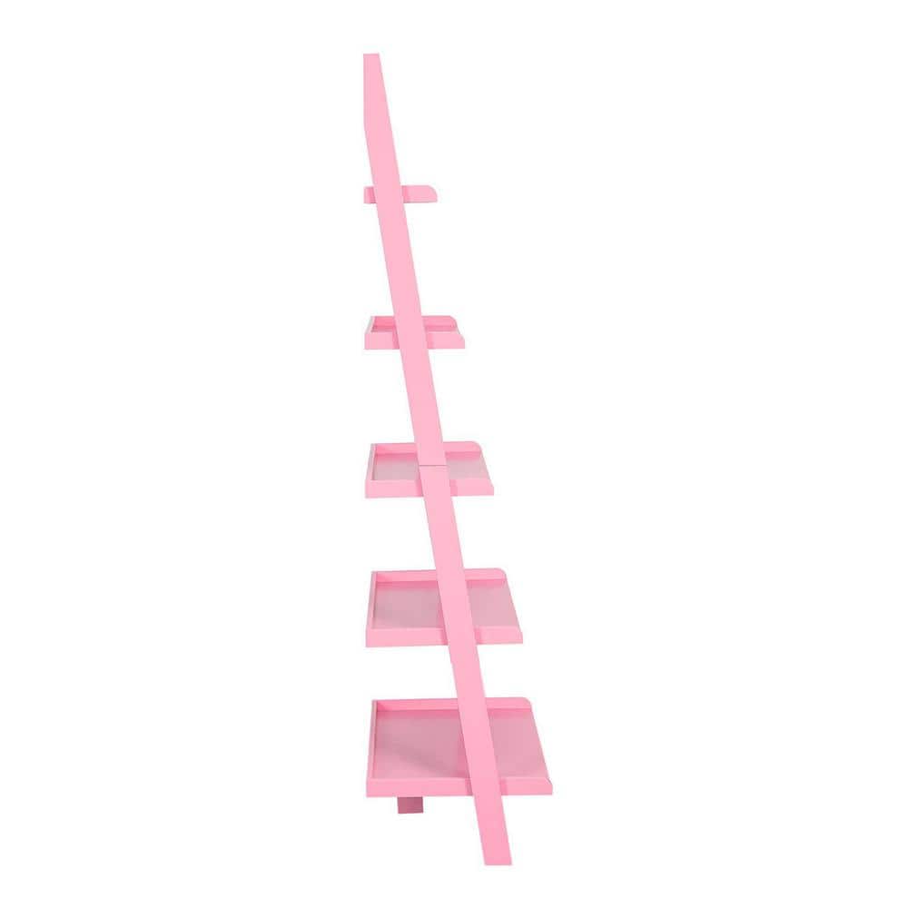 American Heritage Light Pink 5-Tier Wooden Ladder Bookshelf