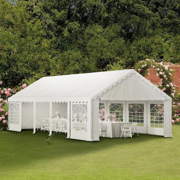 PHI VILLA 16 ft. x 32 ft. Large Outdoor Canopy Wedding Party Tent in White with Removable Side Walls