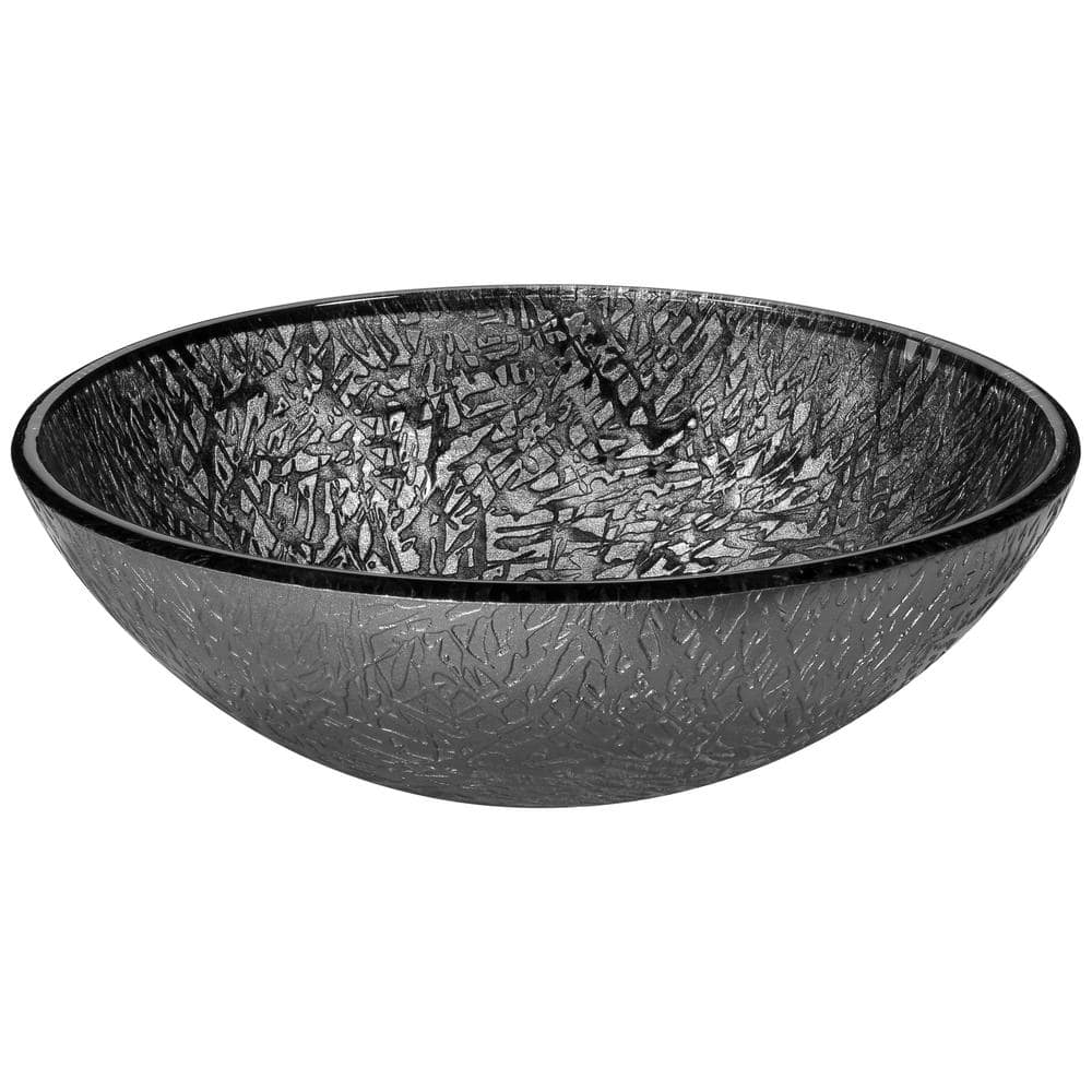 Arctic Sheer 16.5'' Gray Tempered Glass Circular Bathroom Sink