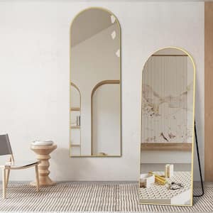 20 in. W x 63 in. H Modern Arched Shape Aluminum Alloy Framed Standing Mirror Full Length Floor Mirror in Gold