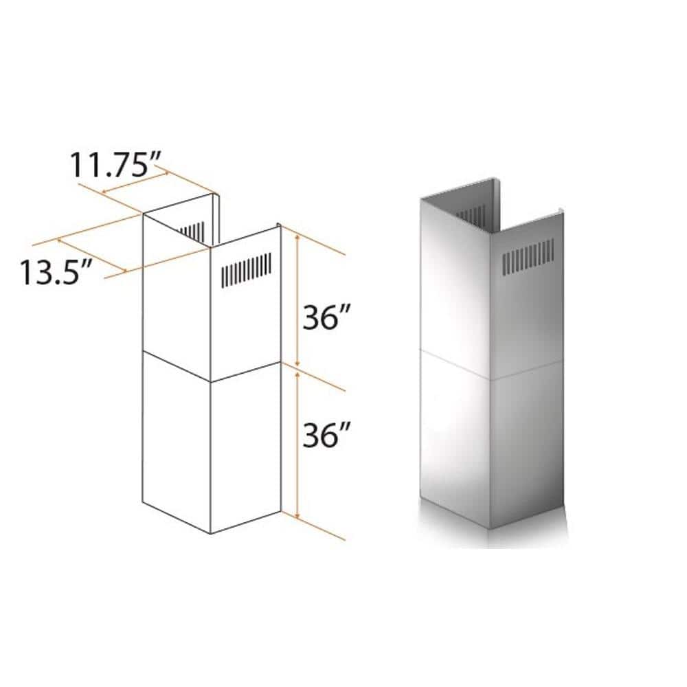 ZLINE Stainless Steel Adjustable Range Hood Chimney Extension