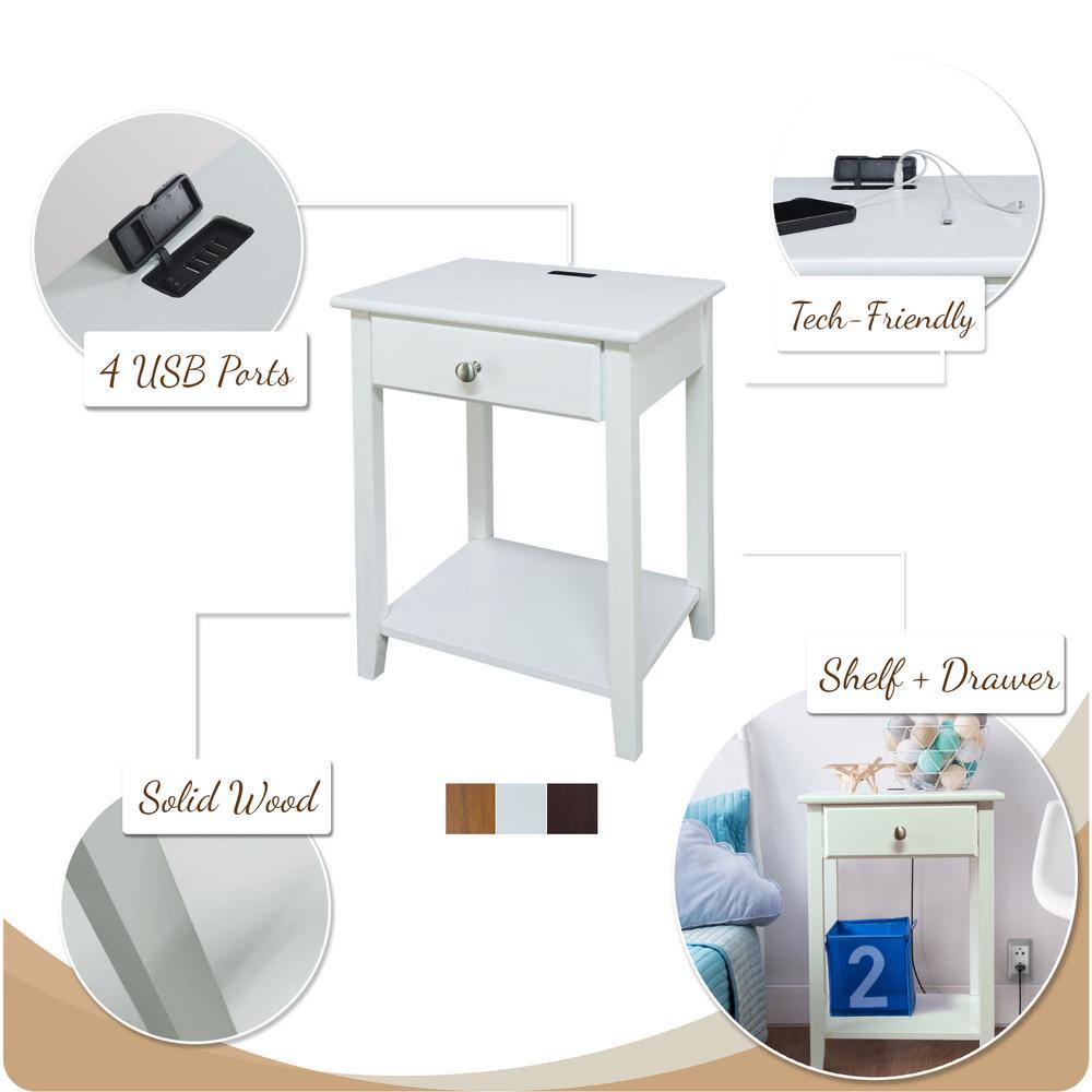 Notre Dame Transitional Espresso Pine Nightstand with USB Ports