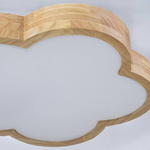 LLHZSY 19.3 in. 1-Light Wooden Flower Integrated LED Flush Mount