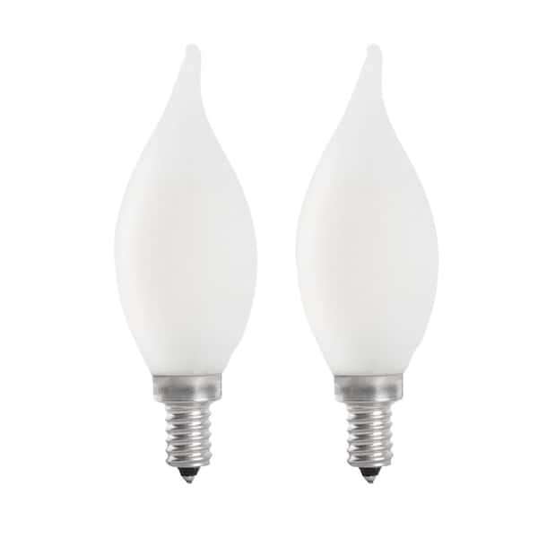 Feit Electric 60-Watt Equivalent E12 Dimmable Filament CEC Frosted Glass Chandelier LED Light Bulb White (2-Pack) BPCFF60927CAFIL/2/RP - The Home Depot