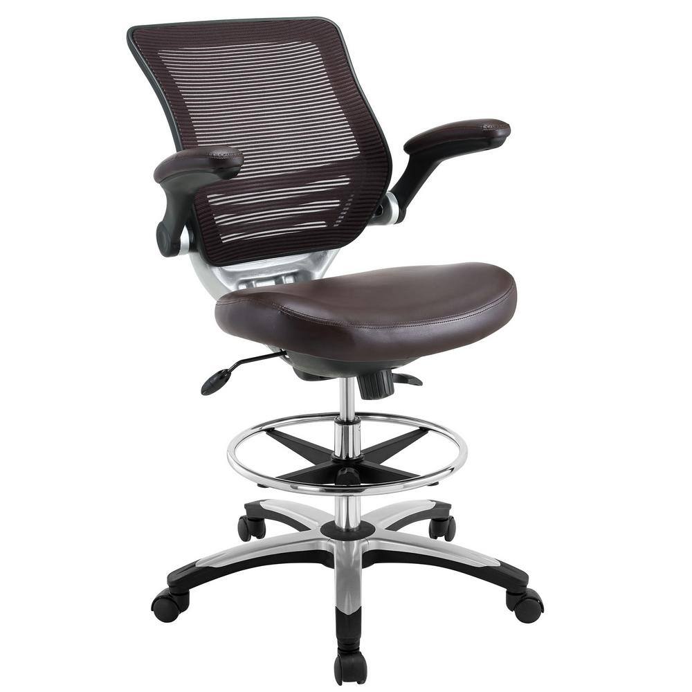 Brown Mesh and Vinyl Adjustable Drafting Chair
