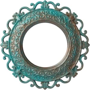 1-1/8 in. x 13-1/4 in. x 13-1/4 in. Polyurethane Orrington Ceiling Medallion, Hand-Painted Copper Green Patina