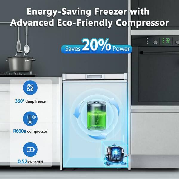 Atemomen 4.2 cu. Ft Manual Defrost Chest Freezer-Compact Deep 