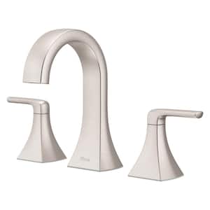 Bruxie 8 in. Adjustable Widespread Double Handle Bathroom Faucet with Drain Kit Included in Spot Defense Brushed Nickel