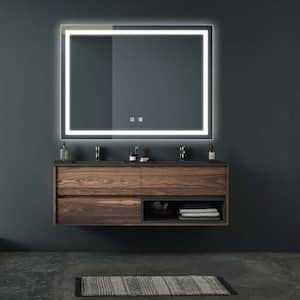 48 in W x 36 in H Rectangular Frameless Wall Mount Waterproof LED Bathroom Vanity Mirror with Defogging Memory Function