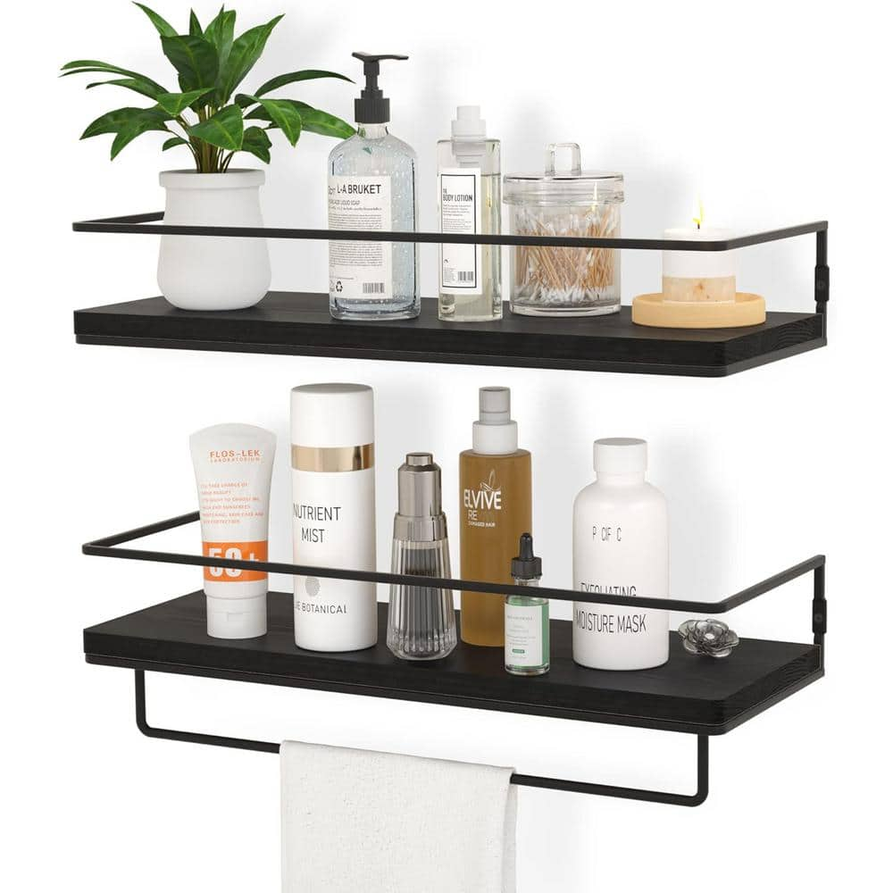 Cubilan 15.7 in. W x 5.9 in. D x 0.6 in. H Black Decorative Wall Shelf, 4  Plus 1 Tier Floating Shelves MJTZ03 - The Home Depot