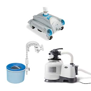 Pool Sand Filter Pump with Pool Vacuum and Wall Mount Pool Surface Skimmer