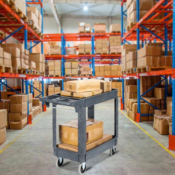 TRUST® Commercial 3 Tier Large Utility Service Cart Grey