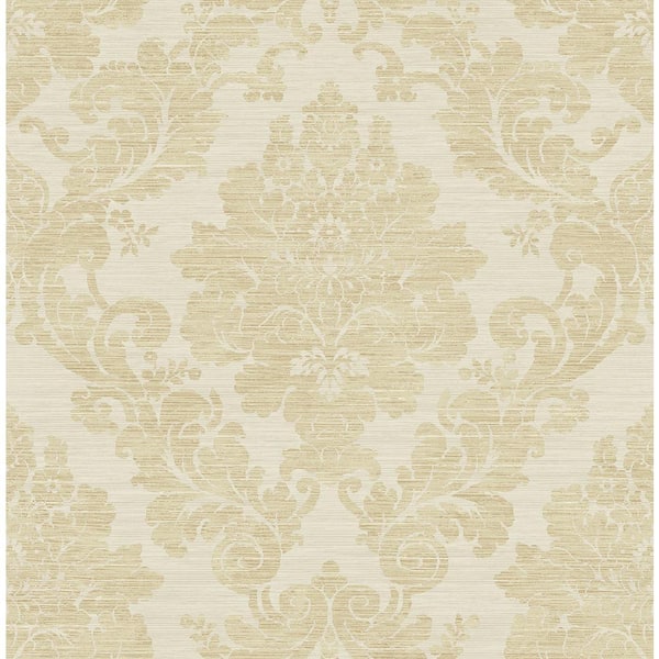 Prestigious Damask Gold and Beige Paper Non-Pasted Strippable Wallpaper Roll (Cover 56.05 sq. ft.)