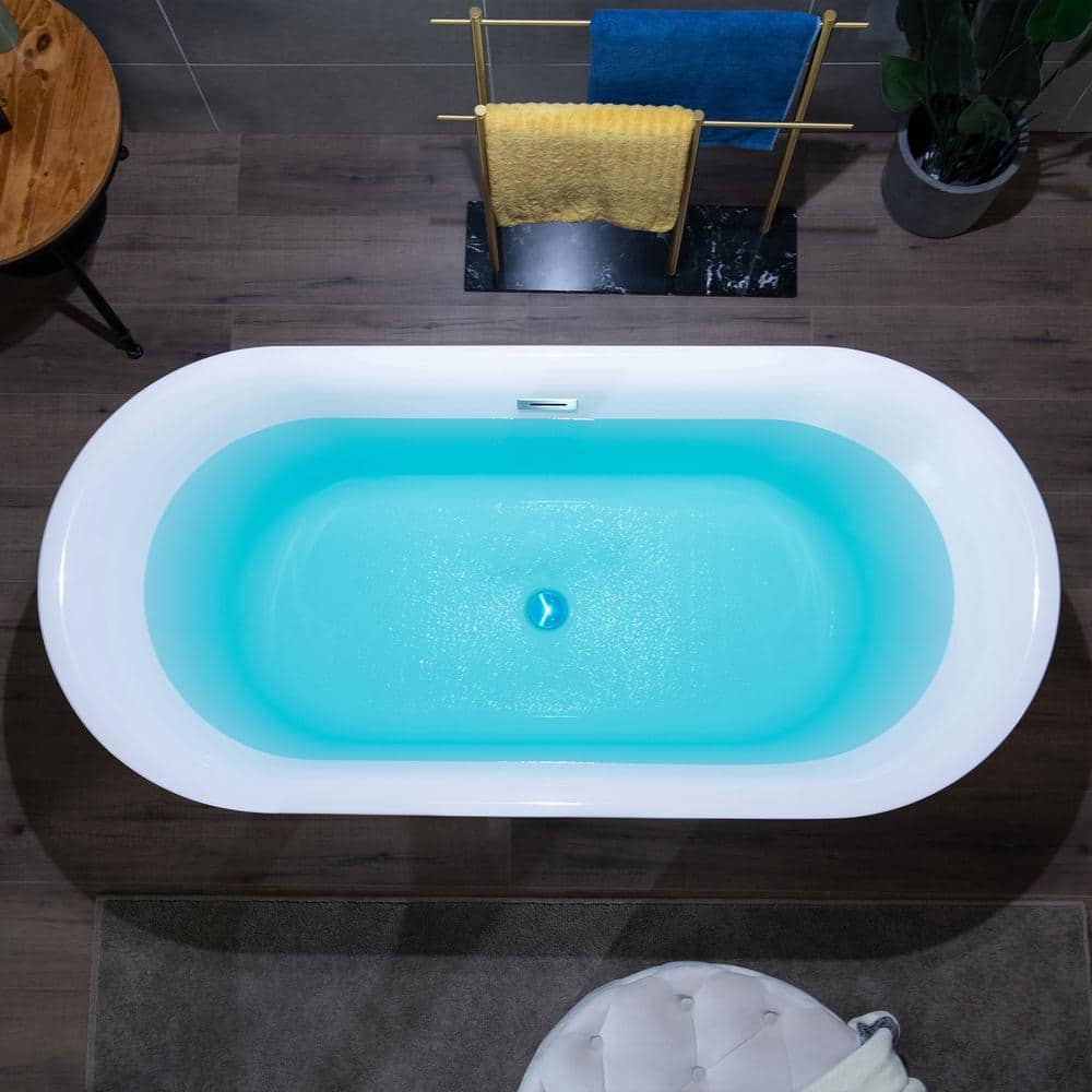 White Acrylic Freestanding Oval Soaking Bathtub