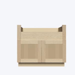 Lancaster Shaker Assembled 36 in. x 34.5 in. x 24 in. Farm Sink Base Cabinet with 2-Doors in Natural Wood