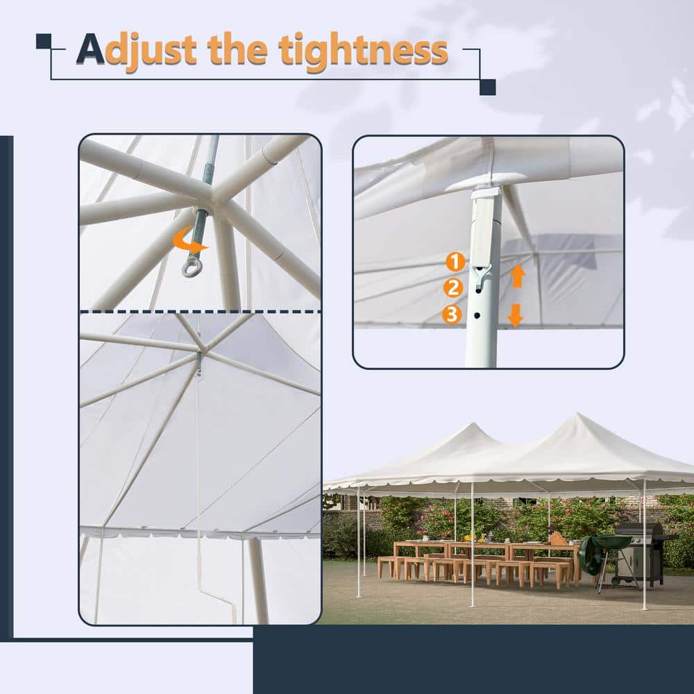 White Heavy-Duty Octagon Outdoor Party Tent Canopy with Storage Bags