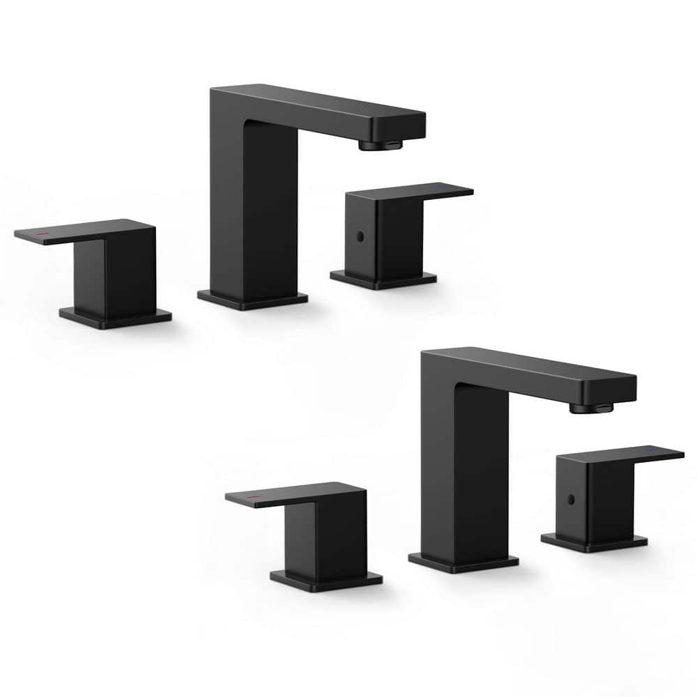 8 in. Widespread Double-Handle Bathroom Faucet with 3-Hole Vanity Sink Faucet Spout in Matte Black (2-pack) price history on PriceWatchPro