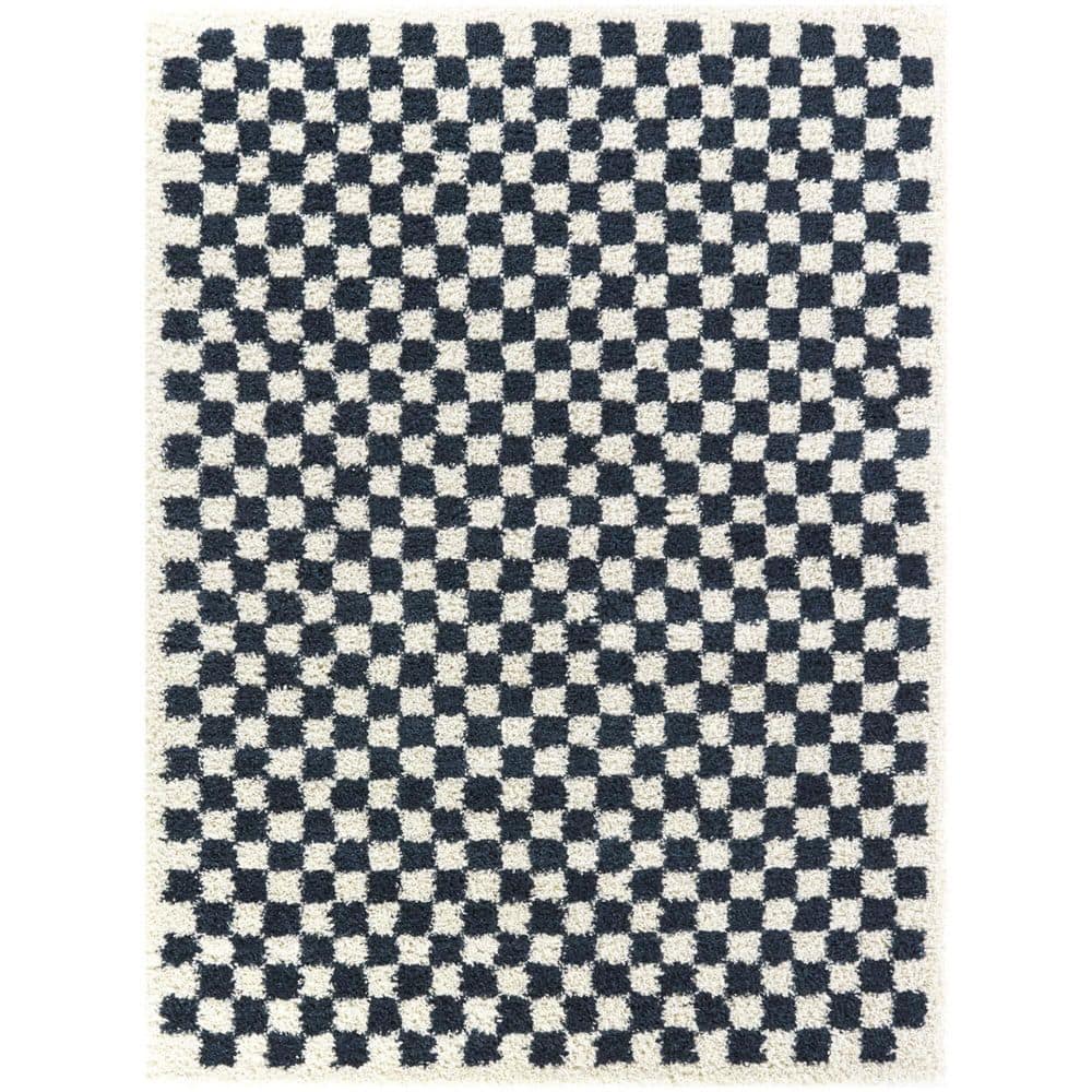 Himalaya-Inspired Luxe Navy Shag Area Rug 5' x 7'